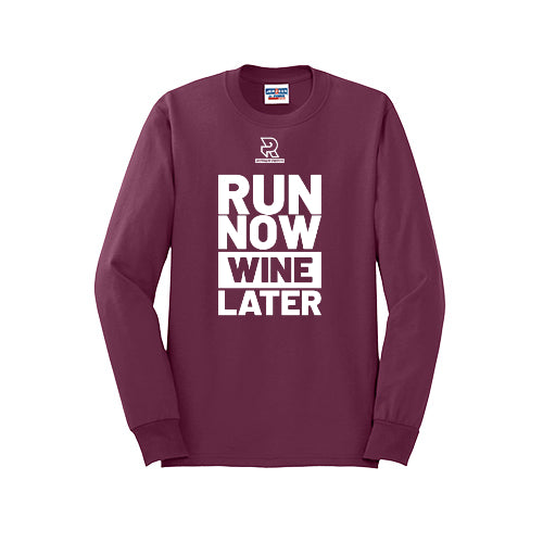 RUN NOW WINE LATER (White) - Long Sleeve 50/50 Tee