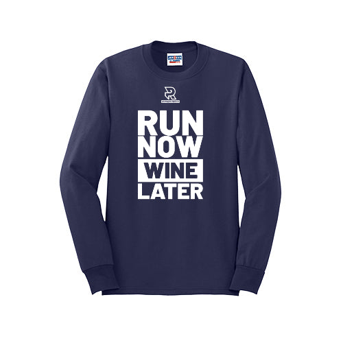 RUN NOW WINE LATER (White) - Long Sleeve 50/50 Tee