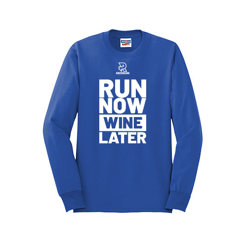 RUN NOW WINE LATER (White) - Long Sleeve 50/50 Tee