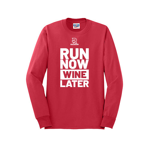 RUN NOW WINE LATER (White) - Long Sleeve 50/50 Tee