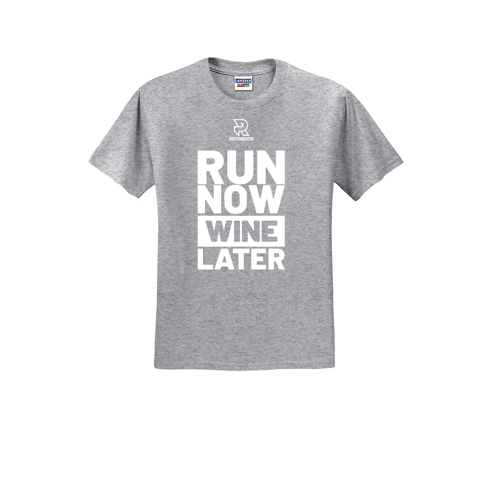 RUN NOW WINE LATER (White) - Short Sleeve Cotton Tee