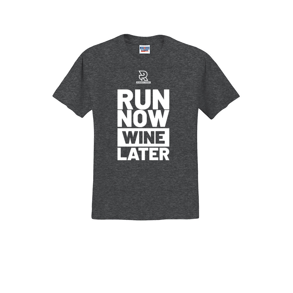 RUN NOW WINE LATER (White) - Short Sleeve Cotton Tee