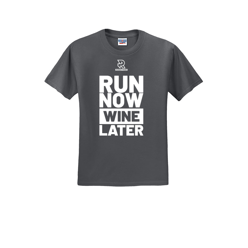 RUN NOW WINE LATER (White) - Short Sleeve Cotton Tee