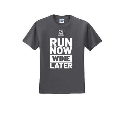 RUN NOW WINE LATER (White) - Short Sleeve Cotton Tee