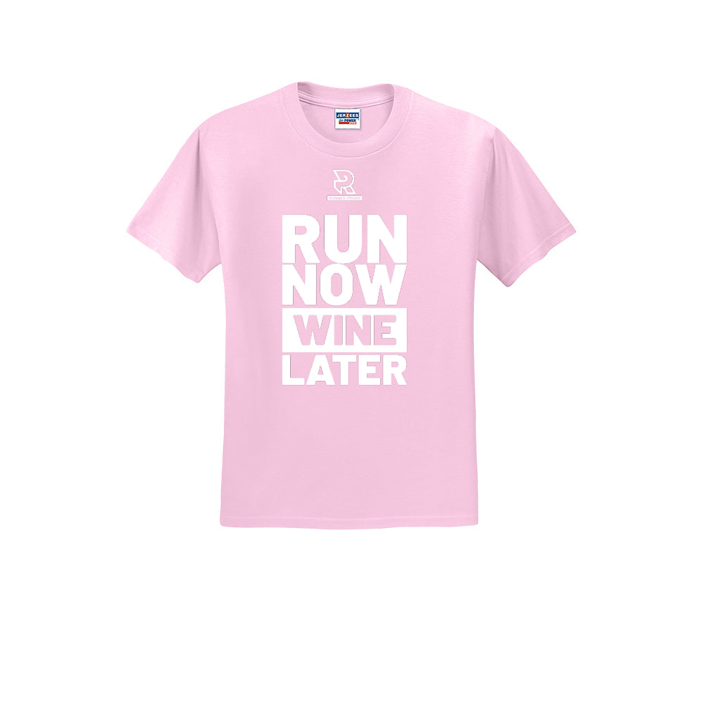 RUN NOW WINE LATER (White) - Short Sleeve Cotton Tee