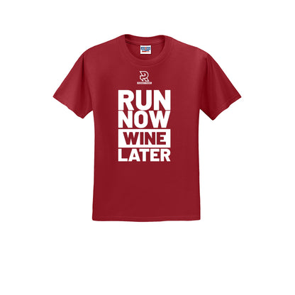 RUN NOW WINE LATER (White) - Short Sleeve Cotton Tee