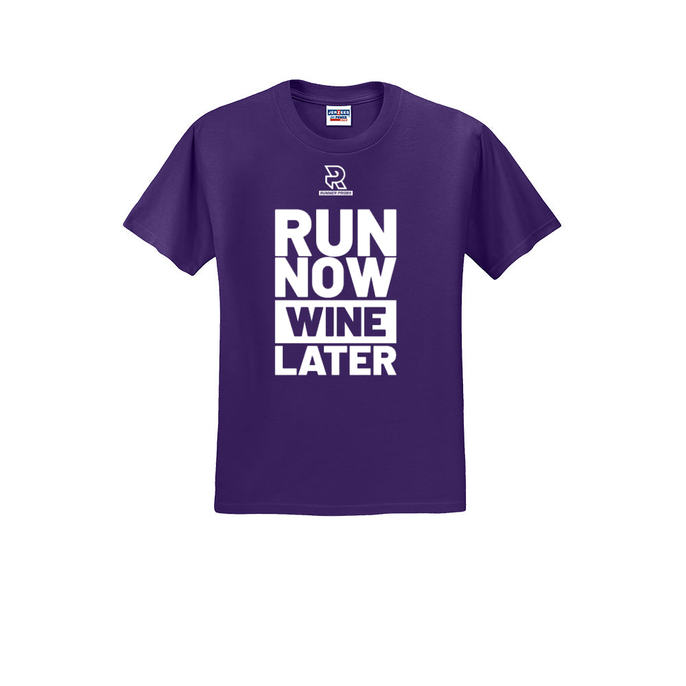 RUN NOW WINE LATER (White) - Short Sleeve Cotton Tee