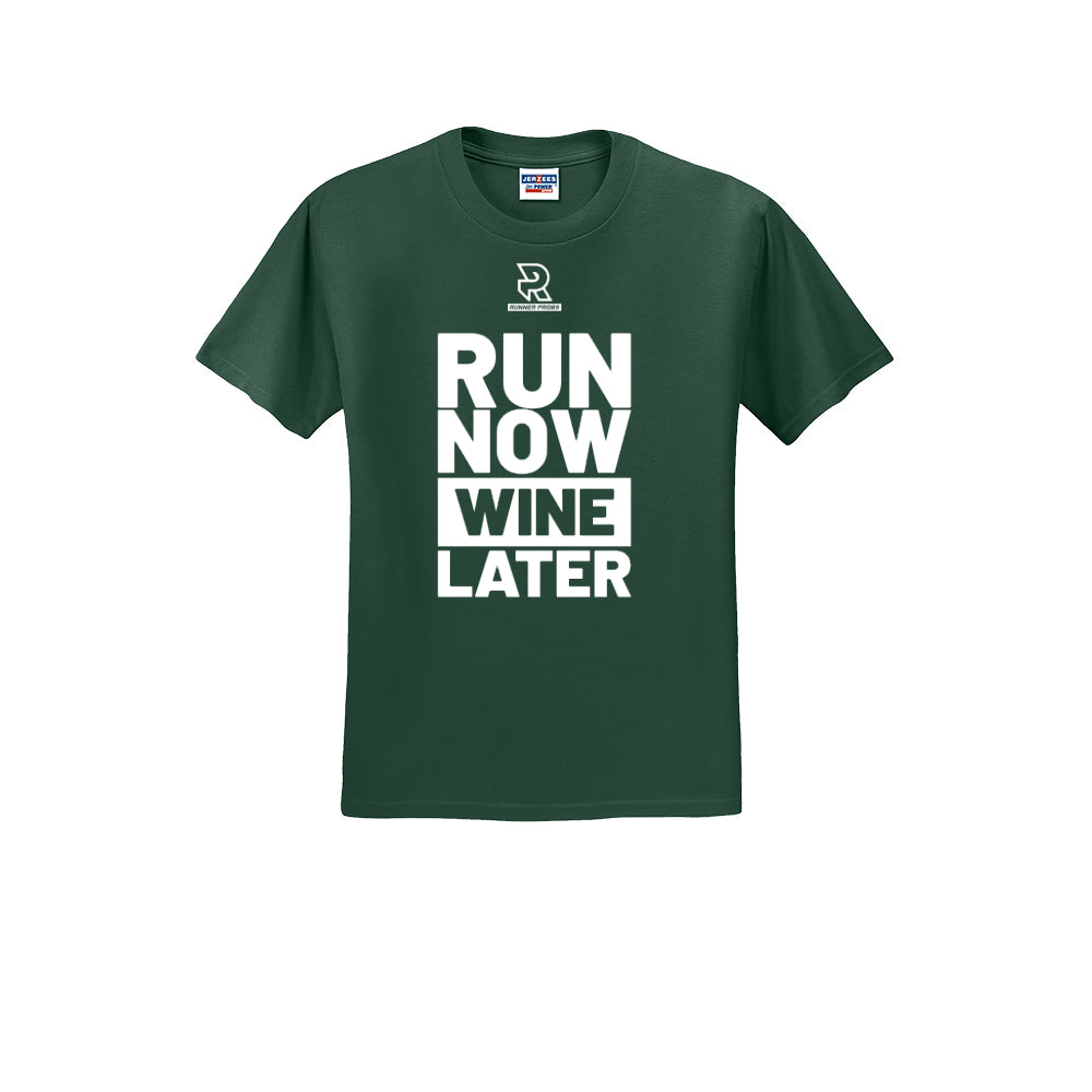 RUN NOW WINE LATER (White) - Short Sleeve Cotton Tee