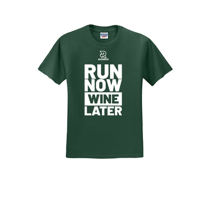 RUN NOW WINE LATER (White) - Short Sleeve Cotton Tee