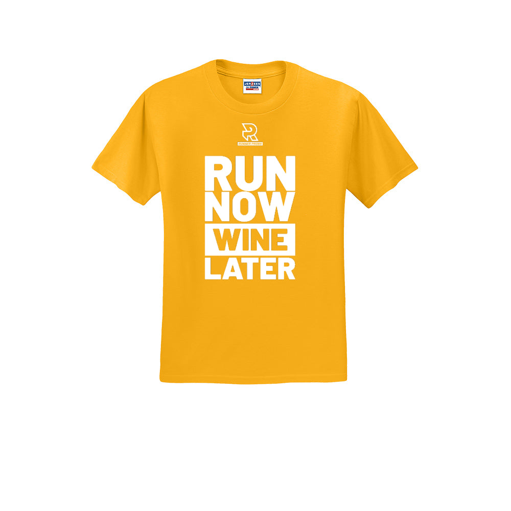 RUN NOW WINE LATER (White) - Short Sleeve Cotton Tee