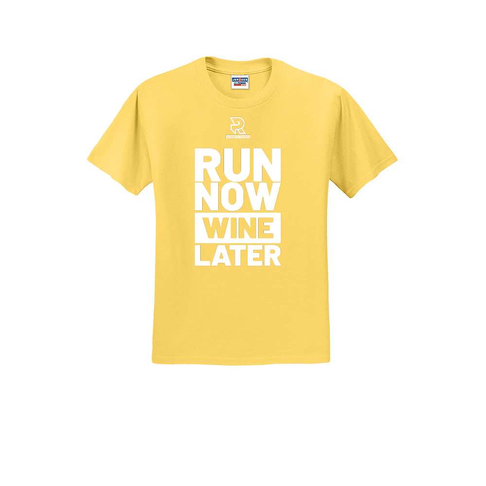 RUN NOW WINE LATER (White) - Short Sleeve Cotton Tee