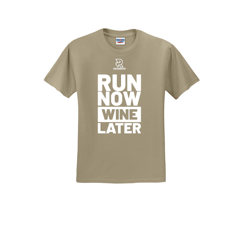RUN NOW WINE LATER (White) - Short Sleeve Cotton Tee