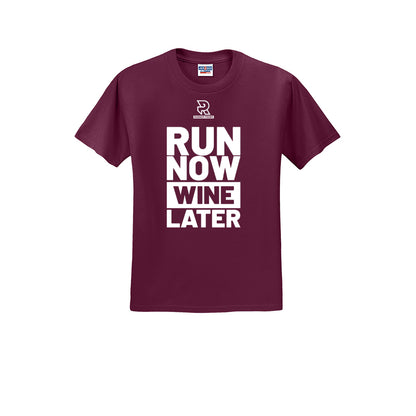 RUN NOW WINE LATER (White) - Short Sleeve Cotton Tee