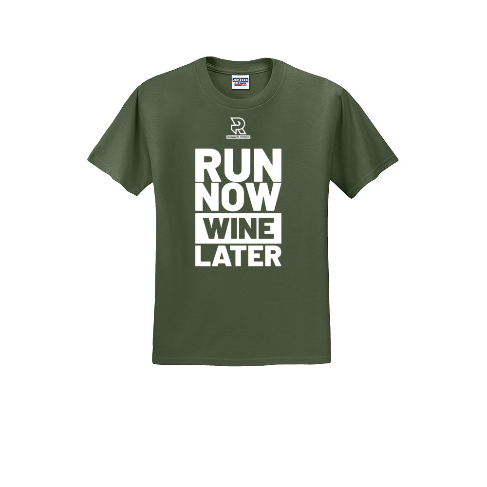 RUN NOW WINE LATER (White) - Short Sleeve Cotton Tee