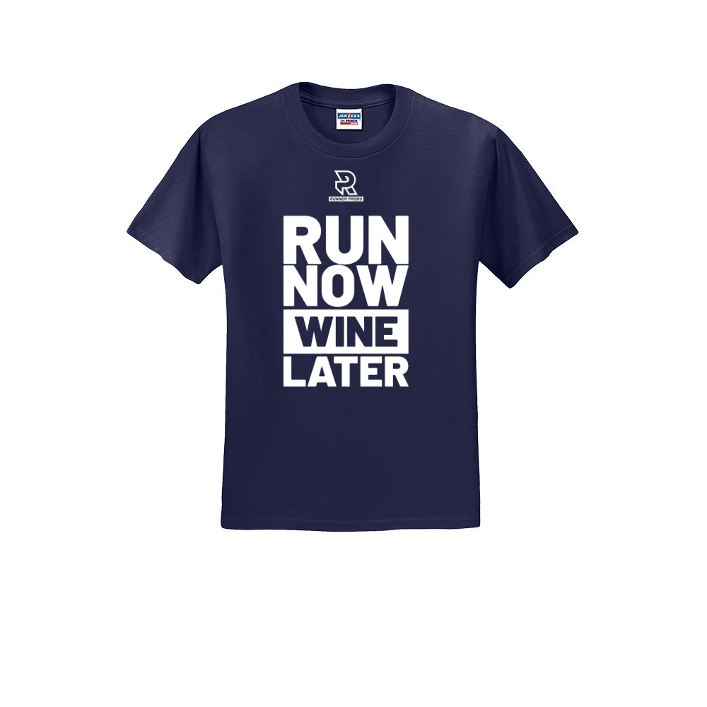 RUN NOW WINE LATER (White) - Short Sleeve Cotton Tee