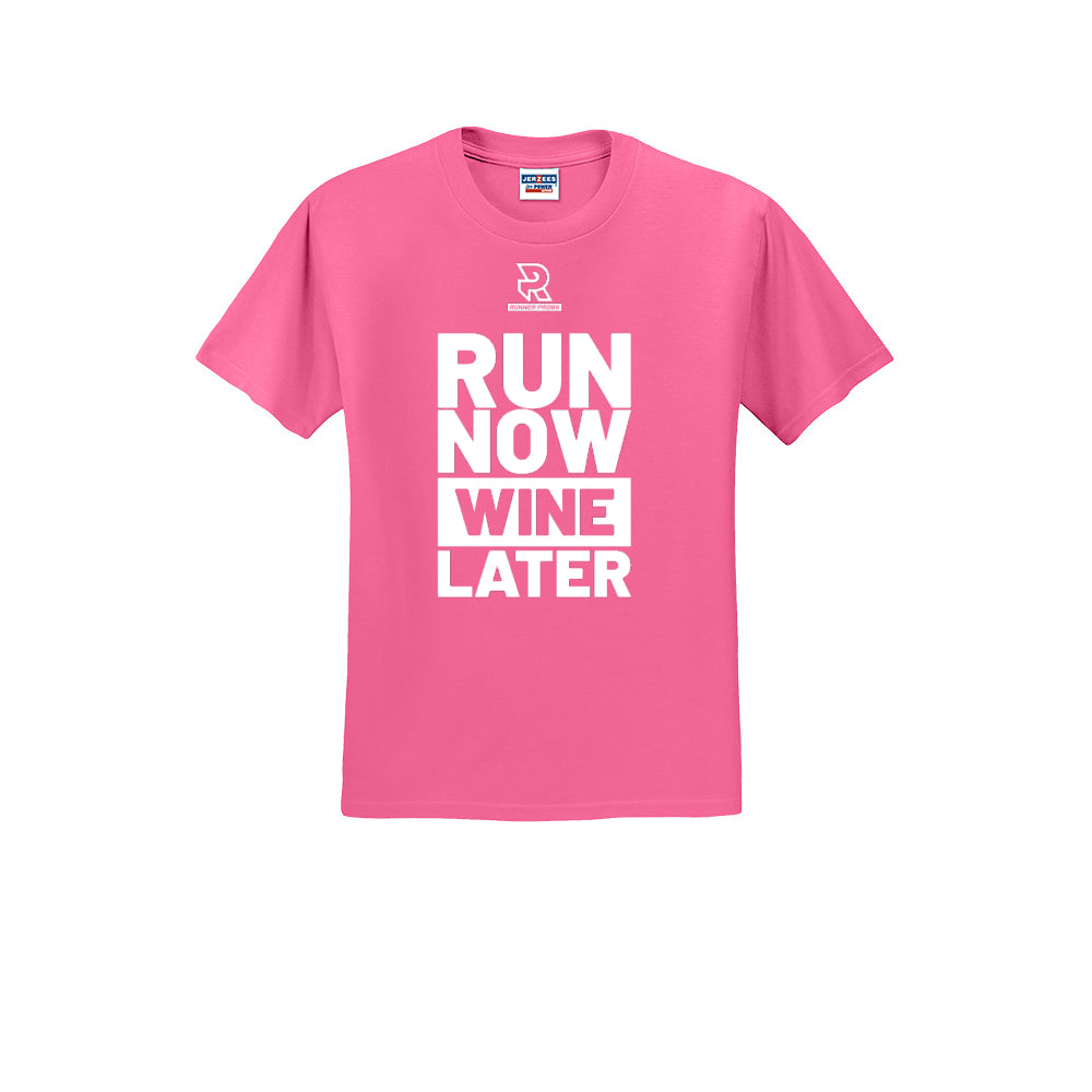 RUN NOW WINE LATER (White) - Short Sleeve Cotton Tee
