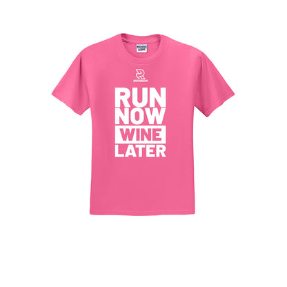 RUN NOW WINE LATER (White) - Short Sleeve Cotton Tee