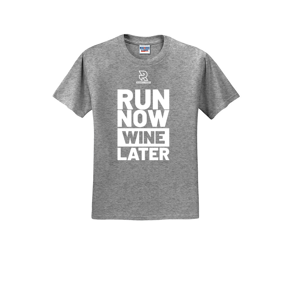RUN NOW WINE LATER (White) - Short Sleeve Cotton Tee