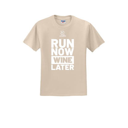 RUN NOW WINE LATER (White) - Short Sleeve Cotton Tee