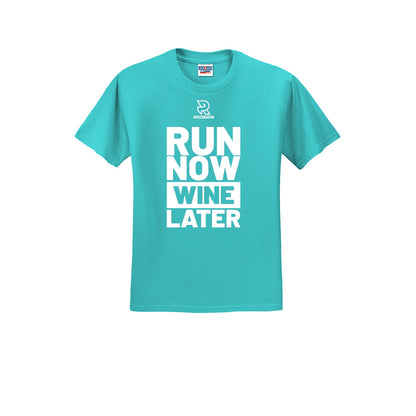 RUN NOW WINE LATER (White) - Short Sleeve 50/50 Tee