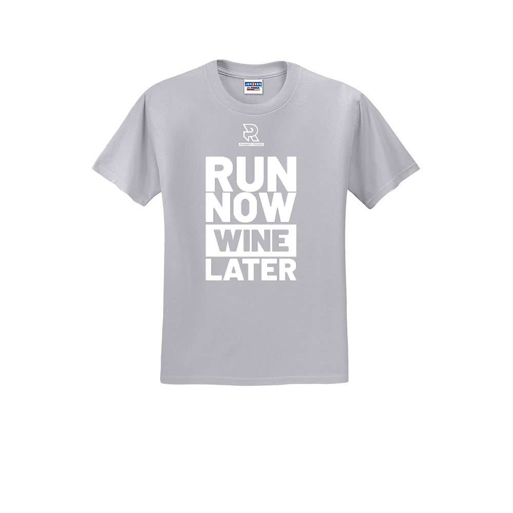 RUN NOW WINE LATER (White) - Short Sleeve Cotton Tee