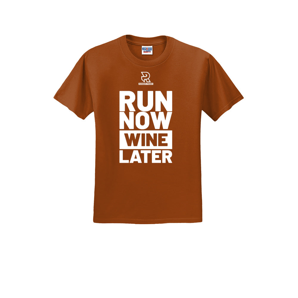 RUN NOW WINE LATER (White) - Short Sleeve 50/50 Tee