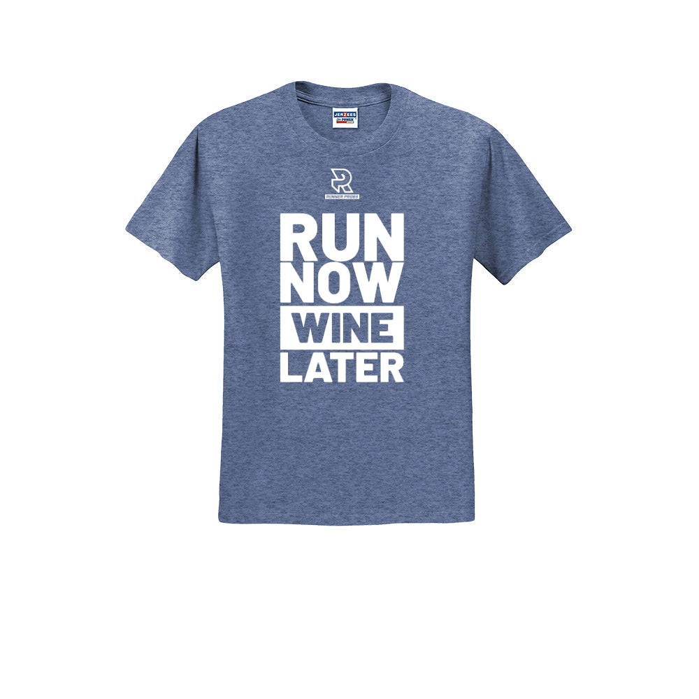 RUN NOW WINE LATER (White) - Short Sleeve Cotton Tee