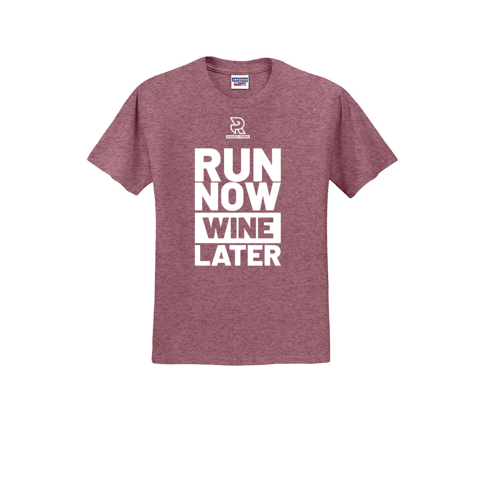 RUN NOW WINE LATER (White) - Short Sleeve Cotton Tee