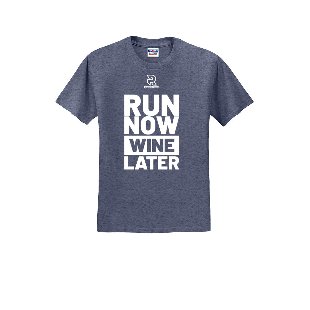 RUN NOW WINE LATER (White) - Short Sleeve Cotton Tee