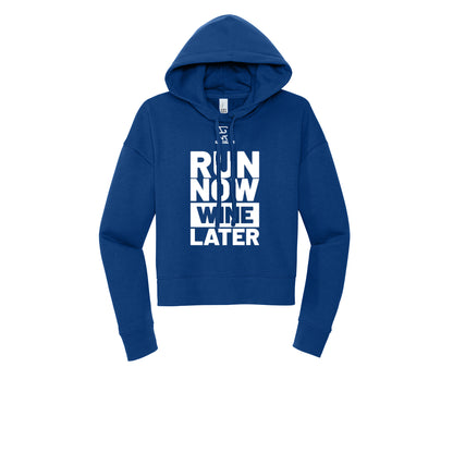RUN NOW WINE LATER (White) - Womens Fleece Hoodie