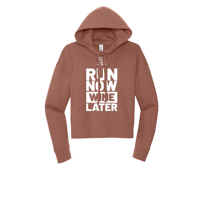 RUN NOW WINE LATER (White) - Womens Fleece Hoodie