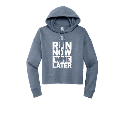 RUN NOW WINE LATER (White) - Womens Fleece Hoodie