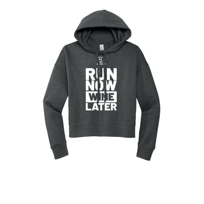RUN NOW WINE LATER (White) - Womens Fleece Hoodie