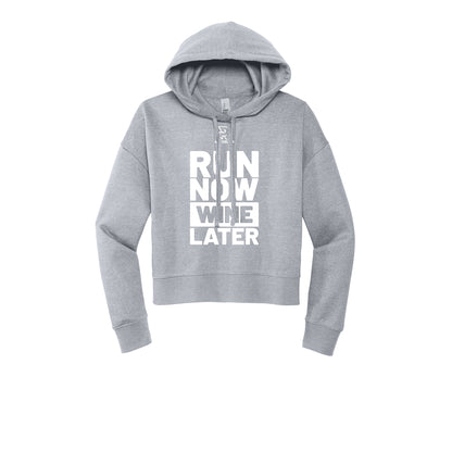 RUN NOW WINE LATER (White) - Womens Fleece Hoodie
