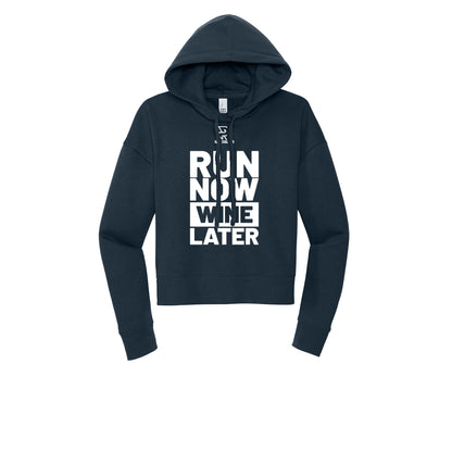 RUN NOW WINE LATER (White) - Womens Fleece Hoodie