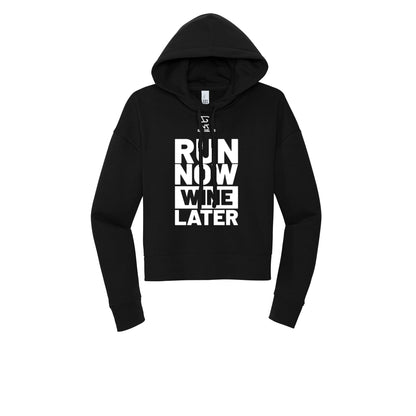 RUN NOW WINE LATER (White) - Womens Fleece Hoodie