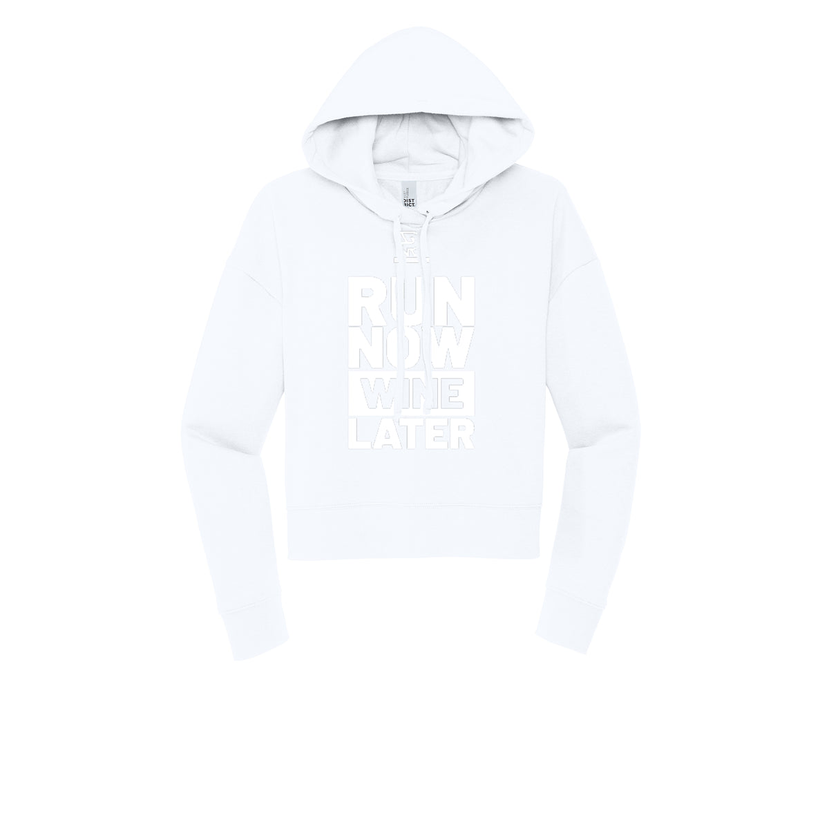 RUN NOW WINE LATER (White) - Womens Fleece Hoodie