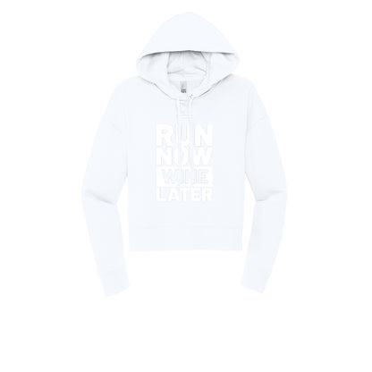 RUN NOW WINE LATER (White) - Womens Fleece Hoodie
