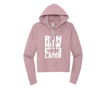 RUN NOW WINE LATER (White) - Womens Fleece Hoodie