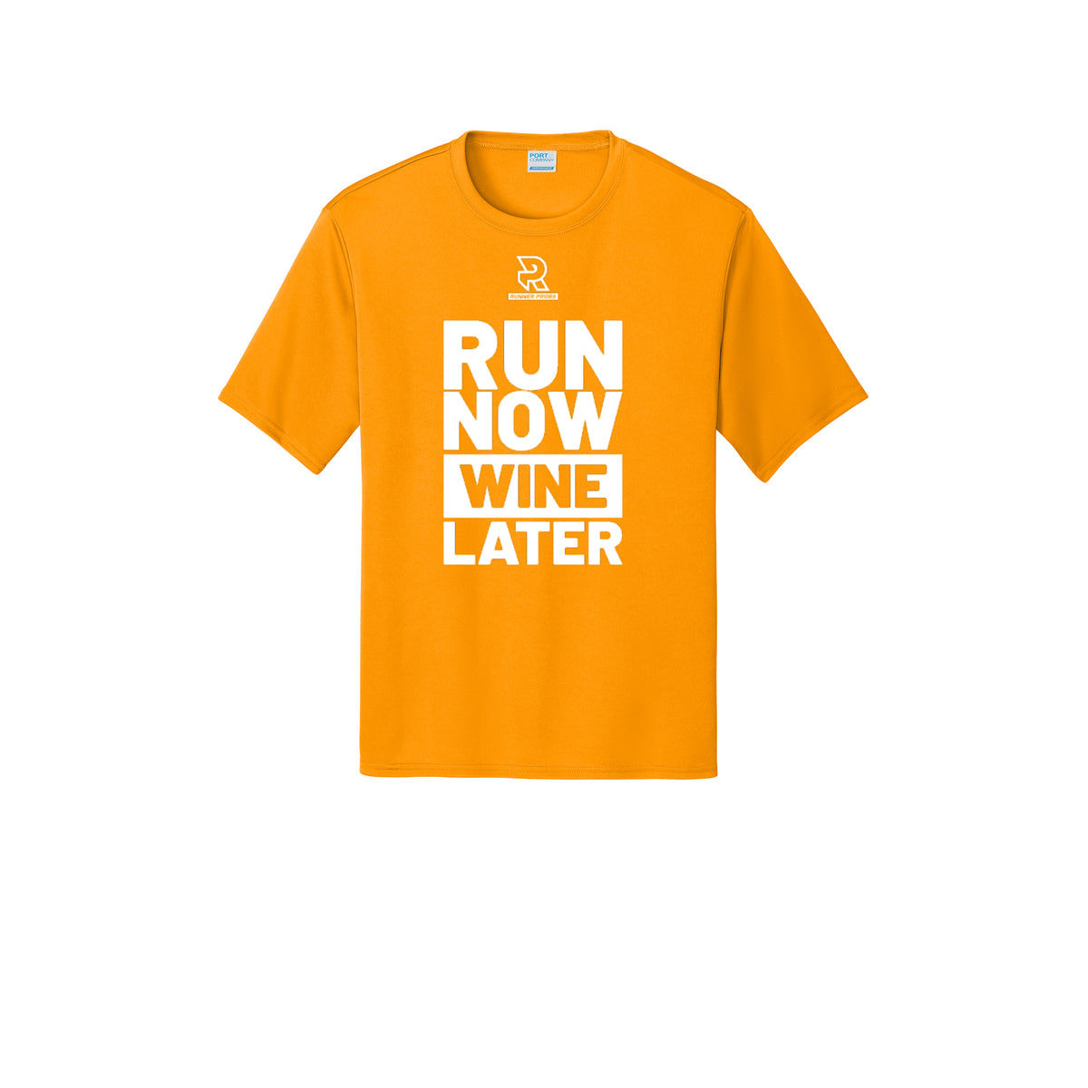 RUN NOW WINE LATER (White) - Short Sleeve Performance Tee