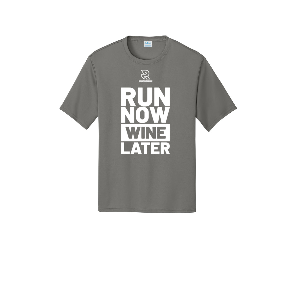 RUN NOW WINE LATER (White) - Short Sleeve Performance Tee