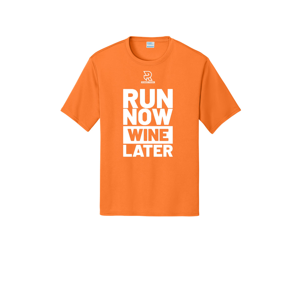 RUN NOW WINE LATER (White) - Short Sleeve Performance Tee