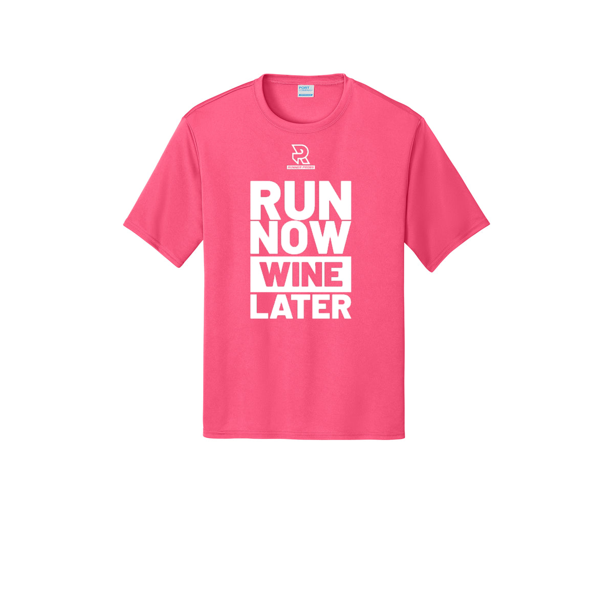 RUN NOW WINE LATER (White) - Short Sleeve Performance Tee