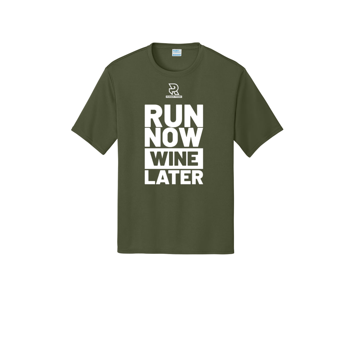 RUN NOW WINE LATER (White) - Short Sleeve Performance Tee