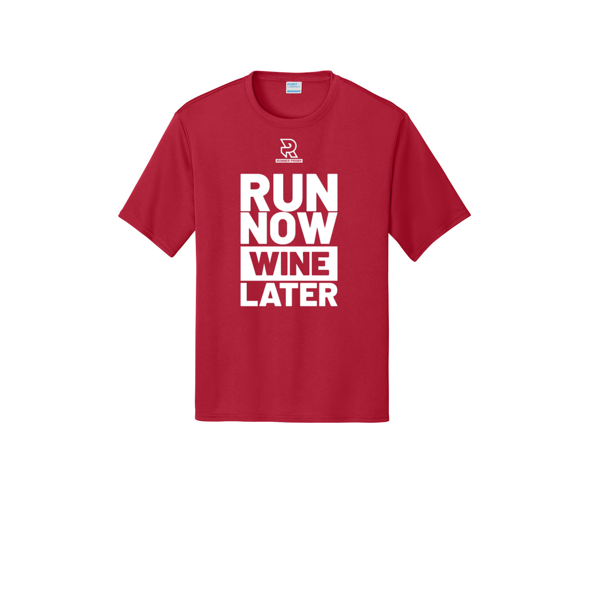 RUN NOW WINE LATER (White) - Short Sleeve Performance Tee