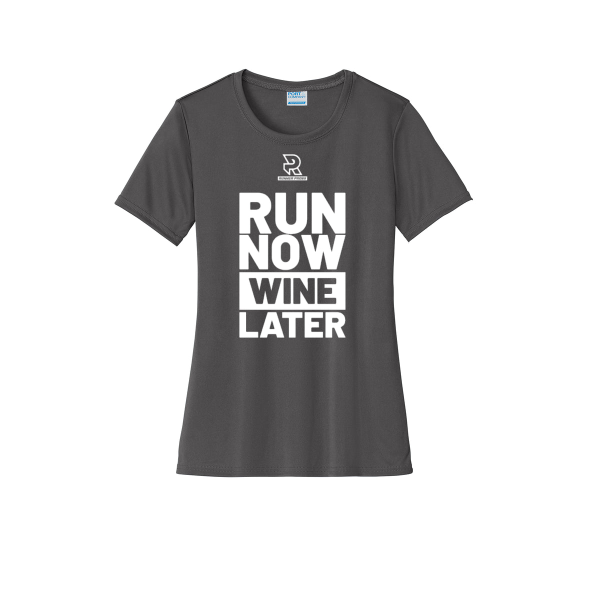 RUN NOW WINE LATER (White) - Womens Short Sleeve Performance Tee