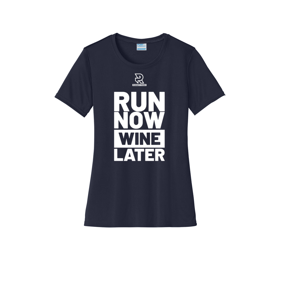 RUN NOW WINE LATER (White) - Womens Short Sleeve Performance Tee