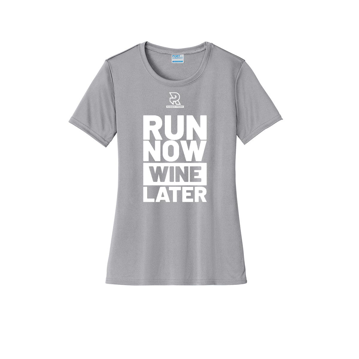 RUN NOW WINE LATER (White) - Womens Short Sleeve Performance Tee