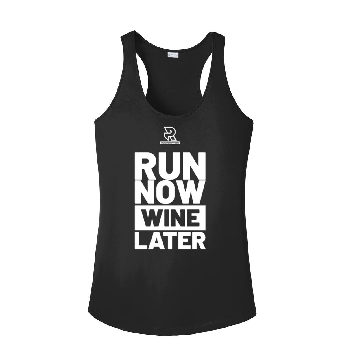 RUN NOW WINE LATER (White) - Womens Competitor Racerback Tank
