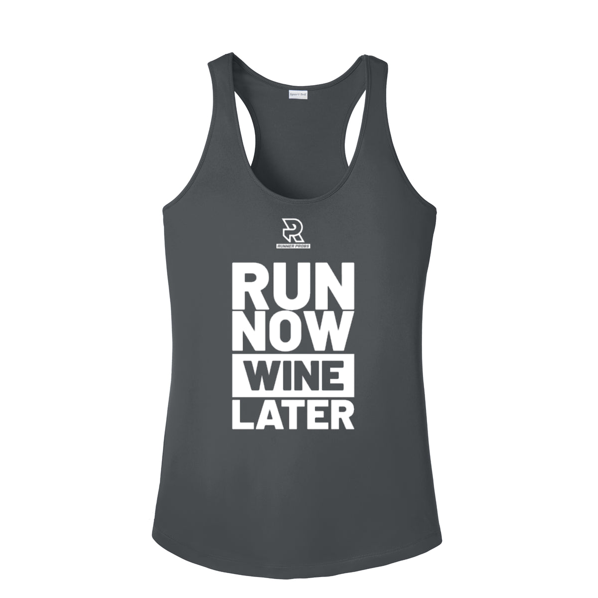 RUN NOW WINE LATER (White) - Womens Competitor Racerback Tank